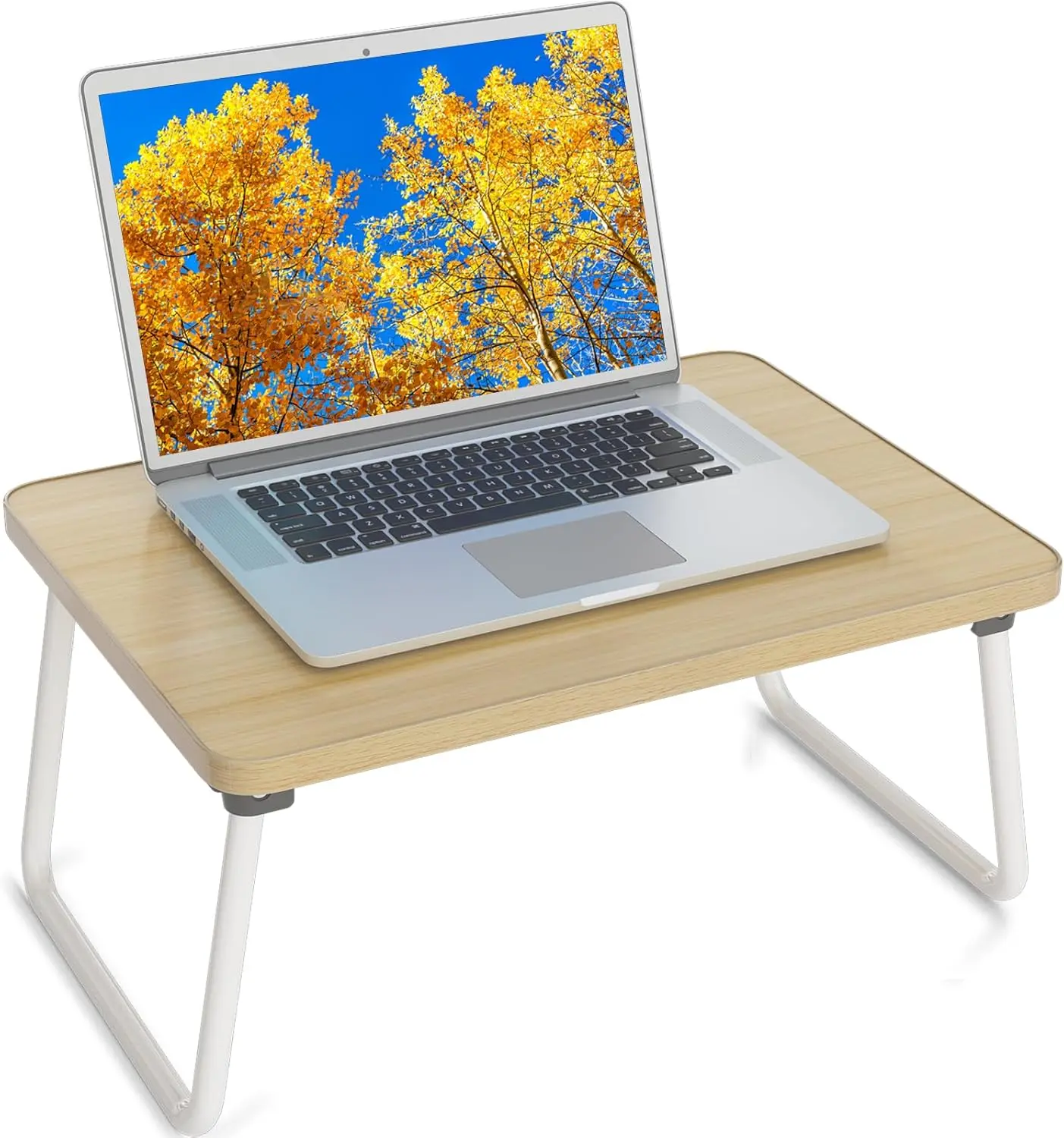 Lightweight Aluminium Foldable Lap Desk with Folding Legs & MDF Board (17"(l)x12.2"(w)x8.3"(h), 3 lbs), Portable Laptop Tray for Bed, Multi-Functional Mini Table for Children’s Working & Breakfast Serving, 17X12.2x8.3"