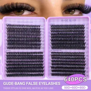 640 pieces of tufted eyelashes, 50D+60D+80D imitation mink false eyelash tufts, thick, Lightweight, super soft & super light, 8-16mm mixed length, suitable for going out for daily life & dating & party & music festival & Valentine's Day.
