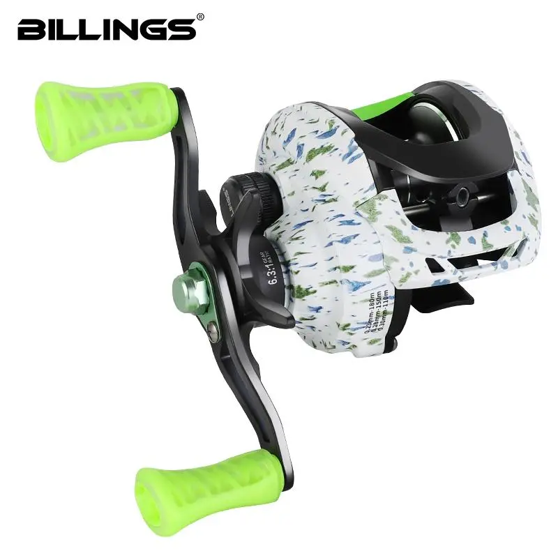Billings Dr200 Series Baitcasting Fishing Reel, 6.3:1 Gear Ratio Baitcaster Reel, Magnetic Brake 18lb Max Drag with Smooth Metal Spool, Fishing Accessories, Fishing Equipment