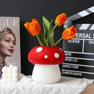 Modern Resin Mushroom Vase, Large Mouth Decorative Flower Pot, Cute Home Decoration, Desktop Display, Home Decor Accessory, Table Decor, Perfect Gift for Holidays