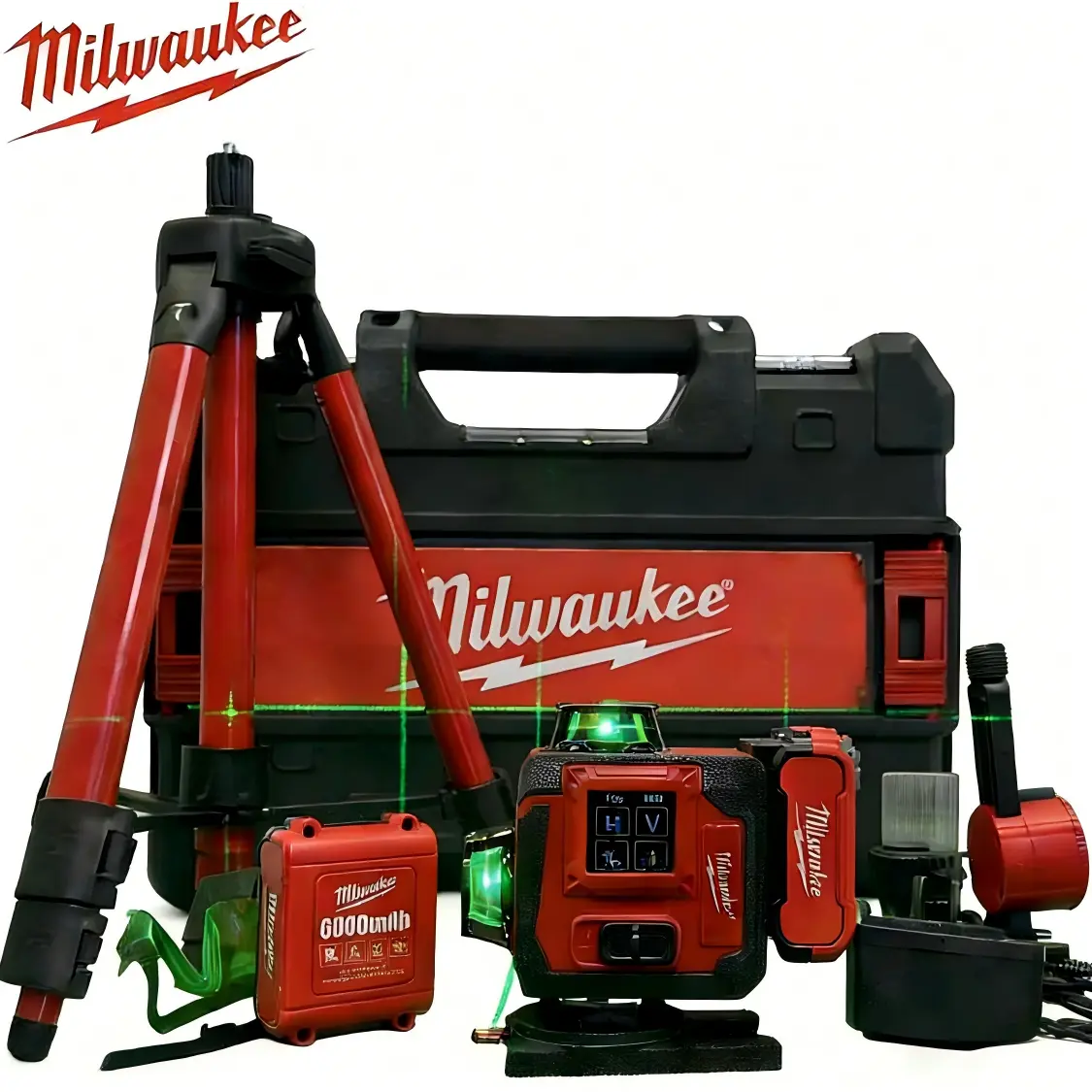 Milwaukee 16 Lines Outdoor Green Light Laser Level 360° Self-Leveling Alignment Tool For Construction Renovation And Outdoor Layout With High Visibility Green Beam IP65 Waterproof And Stable Mount Compatibility For Professional Jobsite outdoorfun