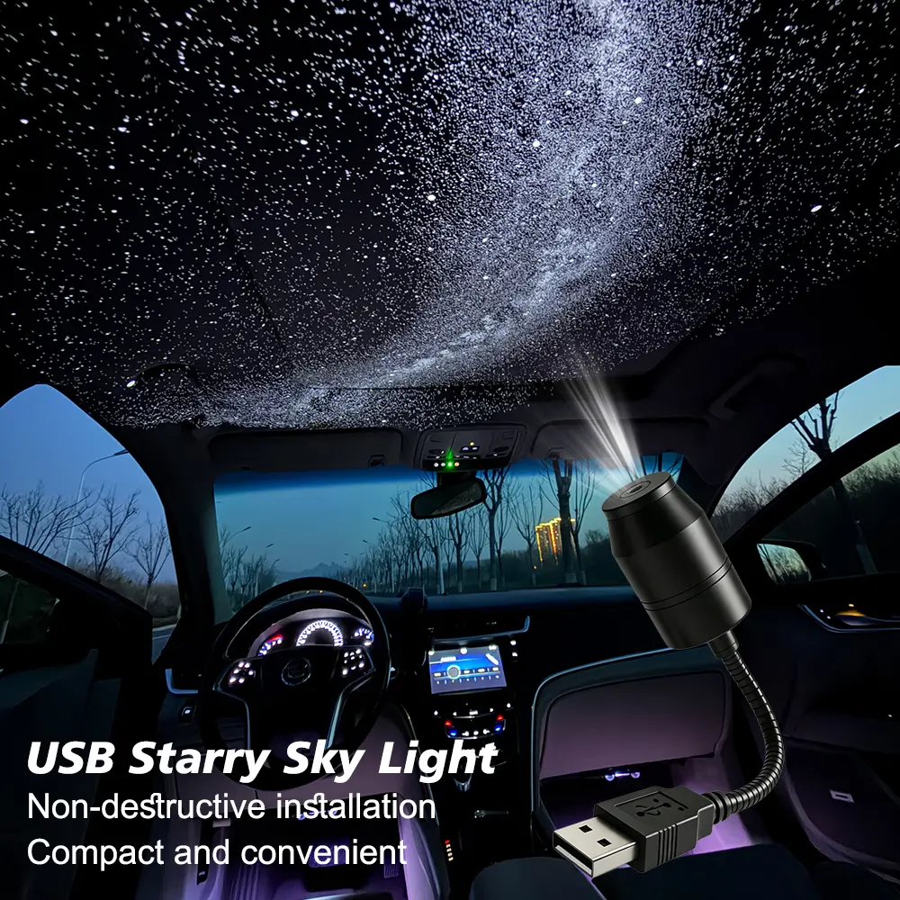 USB Star Projector Night Light, Adjustable Portable Car Star Roof Decorative Light, Auto Accessories for Car Ceiling, Bedroom, Cars