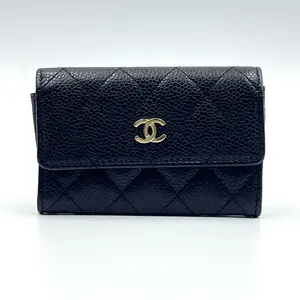 Pre-owned CHANEL Leather Small Leather Goods Timeless/Classique card wallet