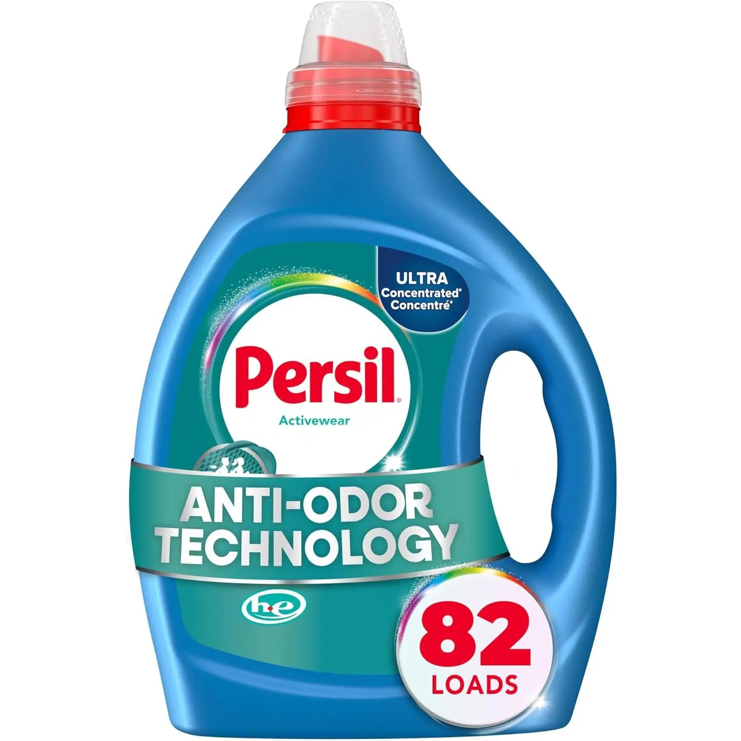 Persil Activewear Laundry Detergent with Deodorization Care, Concentrated Formula for Advanced Clothing Care, Keeps Whites & Colors Vibrant, HE-Safe, 82 Loads, Deep Cleaning, Cold Water Ok, Fabric Safe, Keeps Clothes Newer, Liquid, 82.5 Fl Oz, Fresh And C