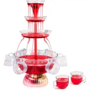 3-Tier Lighted Party Beverage Fountain LED Illuminated Base Perfect for Punch, Juice, Wine, Champagne & More
