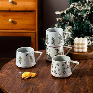 Christmas Themed Ceramic Coffee Mug, Cute Coffee Cup, Tea Cup, Milk Cup, Drinkware for Home Office Use, Tumblers