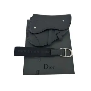 Pre-owned Dior Leather Clutches & Wristlets Christian Saddle Wristlet in Black Grained Calfskin