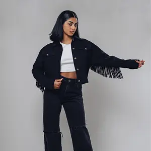 ArtcareShop Cotton Fringe Denim Jacket