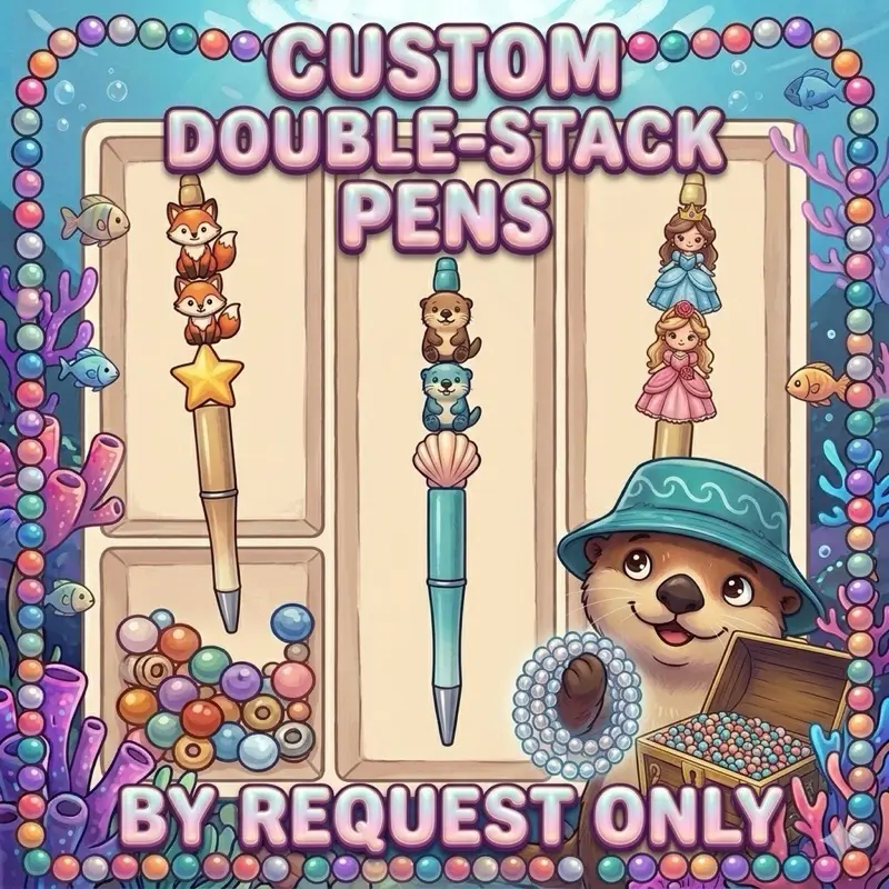 Customizable Double Stack Character Ink Pen, Made-To-Order, Includes Refills - Office Stationery Writing Tool, Pen-Style Pens & Refills, Refillable Pens & Refills