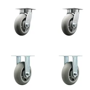 212 MAIN Heavy Duty Kingpinless Swivel Casters with 6 in. Thermoplastic Rubber Donut Tread Wheels, Ball Bearings - 2000 lbs Total Capacity for Heavy Loads - Set of 4 (SCC-KP30S620-TPRBD-2-R-2)