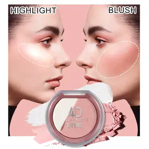 4D Stereo Dual-Color Highlighting Blush Powder, High-Shine Makeup for Radiant Cheeks, Perfect for Daily Use & Special Occasions