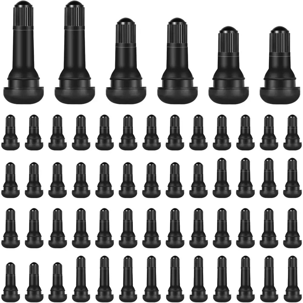 52Pcs Tire Valve Stems TR412, TR413, TR414 Black Rubber Snap-in Valves Stems For Standard Vehicle Tires With Tubeless 0.453 Inch Rim Holes For Replacement
