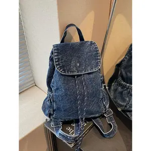 Vintage Denim Material Durable Backpack for Women, Large Capacity Student Bag, Simple and Unique Design, New 2026 Model, Fashionable Shoulder Bag