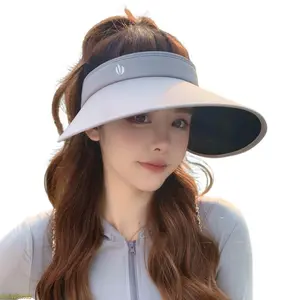2026 Women Open Top Sun Visor, Outdoor UV Protection Headwear, Velvet Lined Ice Silk Wide Brim Hat, Full Face Coverage Breathable Shade for Cycling, Commute And Daily Outdoor Wear