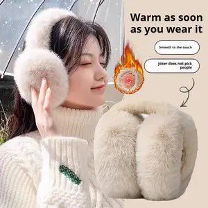 Plush earmuffs for women in winter, warm earmuffs for ear protection, fashionable student antifreeze ear warmers, foldable