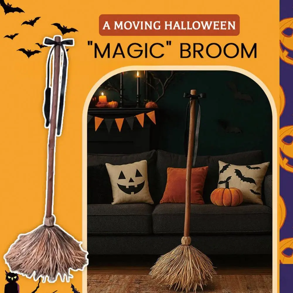 Sound-Activated Moving Magic Broom Halloween Decorative Prop