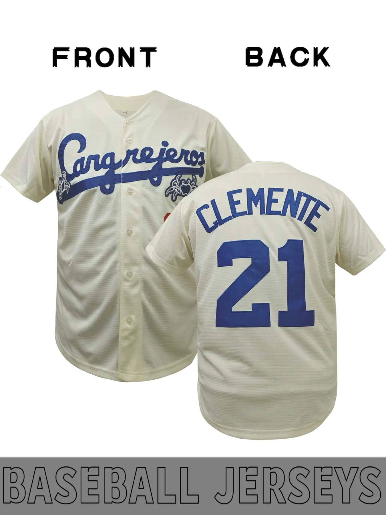 Men's Clemente #21 Retro Baseball Jersey, Puerto Rico classic embroidered jersey, stretch fabric, casual sports shirt, V-neck short sleeved sportswear suitable for training and daily leisure, Jersey Tops