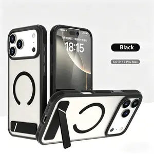 Phone Case: Luxurious magnetic stand phone case, suitable for iPhone 17 ProMax, 17Air, 17Pro, 16promax, 16pro, 16, 15, 14, 13, 12, with stand and anti-slip frame protection, perfect gift for friends and family Custom Monogram Pink Striped