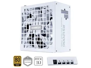 Lian Li RS 1200W Rotational Shift Fully Modular ATX Power Supply (W/ USB Fan Hub) 90° AC Inlet, Cybenetics Platinum, 80+ Gold, ATX 3.1, PCIe 5.1, 12V-2×6 Cable, 10 Year Warranty, White (RS1200G.WH)
