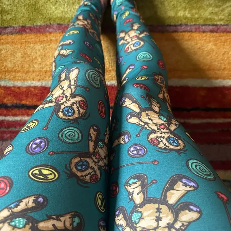 Women's Ultra-Soft Fabric Leggings with Pockets, Voodoo Doll Print, Occult Clothing, Flattering Fit