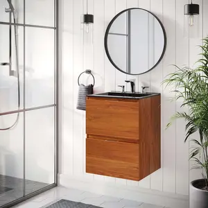 Scenic 18" Wall-Mount Bathroom Vanity in Cherry Black
