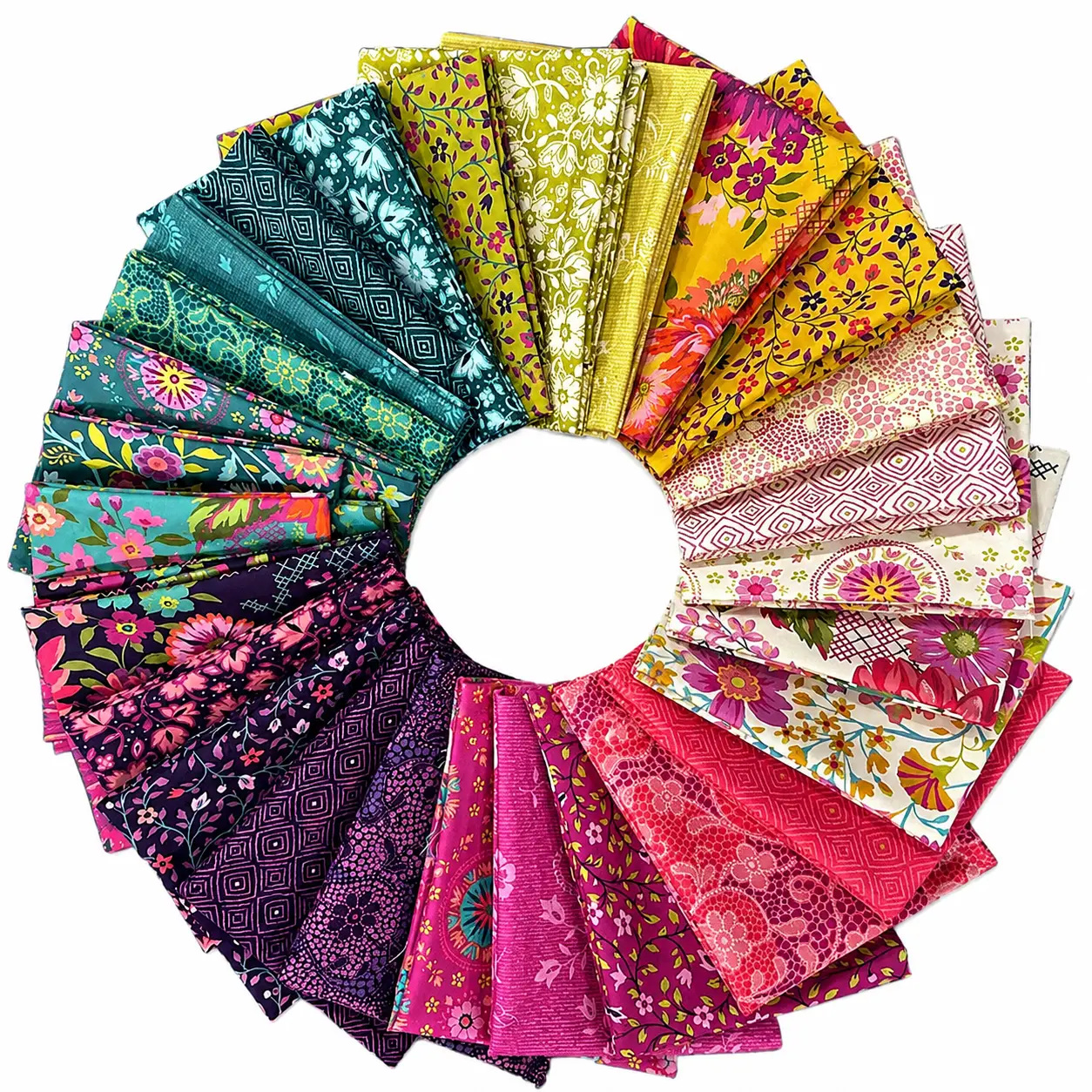 50 Pcs Precut Size Glam Cotton Fabric Squares - 3.9x3.9 in, Colorful Floral & Geometric Seamless Patterns, Soft Texture Patches for Quilting, DIY Crafts, Sewing Projects