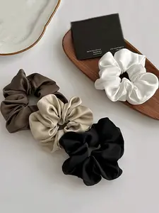 4pcs Women Satin Scrunchie, Elegant Silky Hair Ties, Fashionable Hair Accessories, Minimalist Solid Color Shiny Hair Accessories For Ponytail And Everyday Use Scrunchies