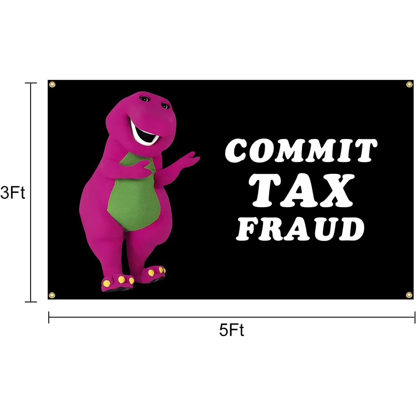 Commit Tax Fraud Theme Wall Flag with Pink Character Design for Room Decoration Unique Black Background and White Text