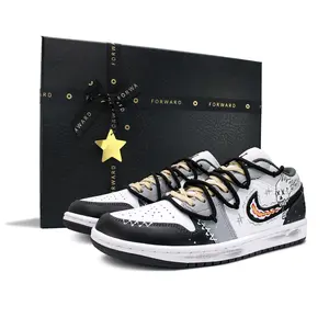 Jordan Air Jordan 1 Custom Low-Top Retro Basketball Shoes with Deconstructed Skeleton and Graffiti Design for Men and Women Trending Shoes, House White Official Shoes to Get / Maison Mihara