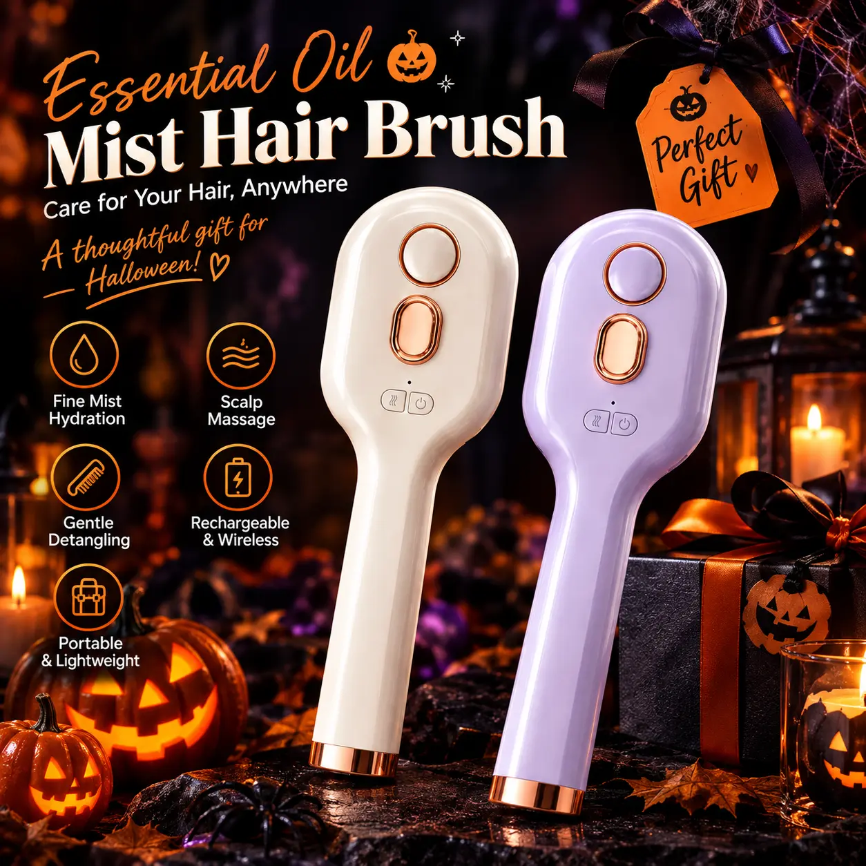 Portable Rechargeable Electric Spray Massage Comb - Anti Frizz Brush, Detangling, Styling, Compact Comfortable Grip, Travel Use, Relaxing, Suitable for All Hair Types (Beauty & Personal Care, Hair Care & Styling)