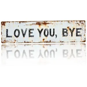 16x4in Modern "Love You Goodbye" Metal Heart Plaque Sign, Multi-Functional Non-Woven Home Decor Products, Vintage Decor for Entrance Corridor, Wedding Use