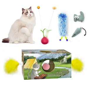 TxfnY Cat Toys for Indoor Cats Interactive Bored Kitten Wobble Teaser Wand Feather Toy Kitty Birthday Gift to Keep Them Busy