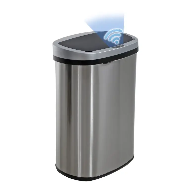 13 Gallon Stainless Steel Touchless Kitchen Trash Can with Motion Sensor for Indoor Use Silver