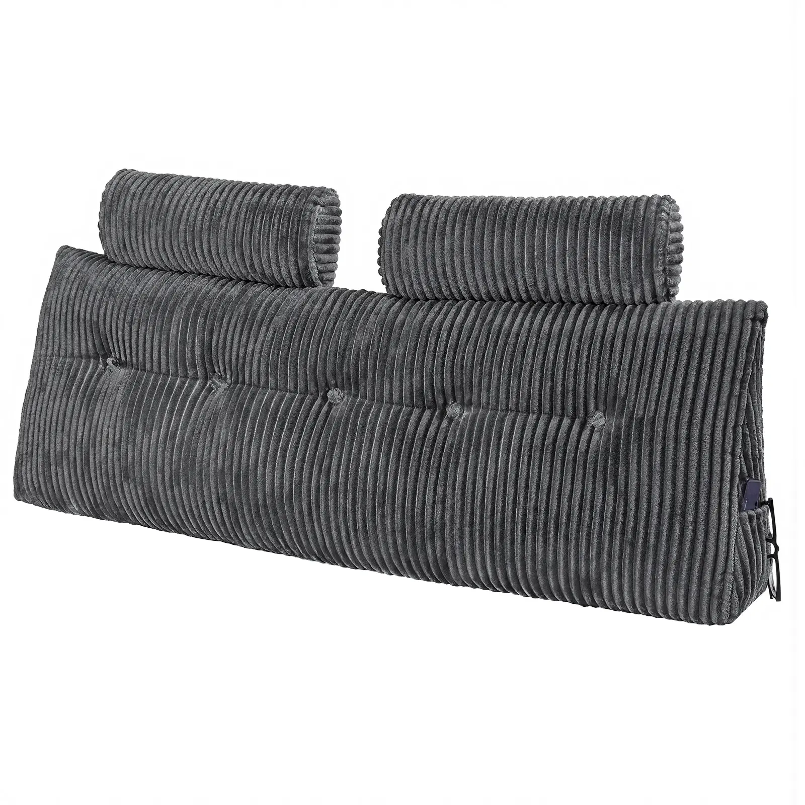 【SummerFinds】VEVOR Headboard Pillow, Queen Size Wedge Headboard Pillow with 2 Side Pockets and 2 Headrests, Bed Wedge Pillow with Washable Flannel Cloth, for Reading, Gaming, Resting, Working in Bed, Grey