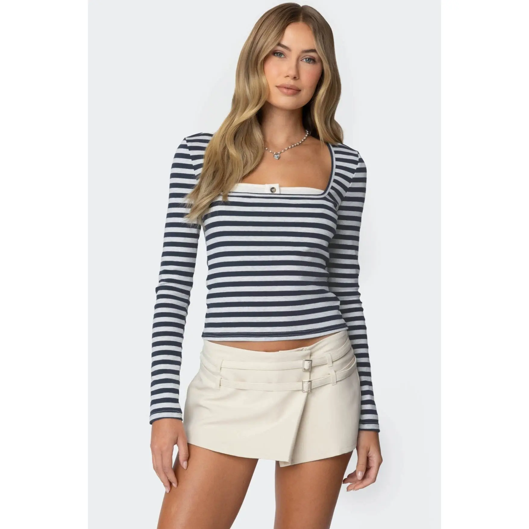 Buttoned Up Layered Striped Top
