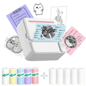 Portable Mini Printer, 1 Set Wireless Mini Sticker Printer with Print Paper & Accessories, Portable Thermal Printer for Notes, Memo, Photo, Study, Label, Portable Handheld Printer