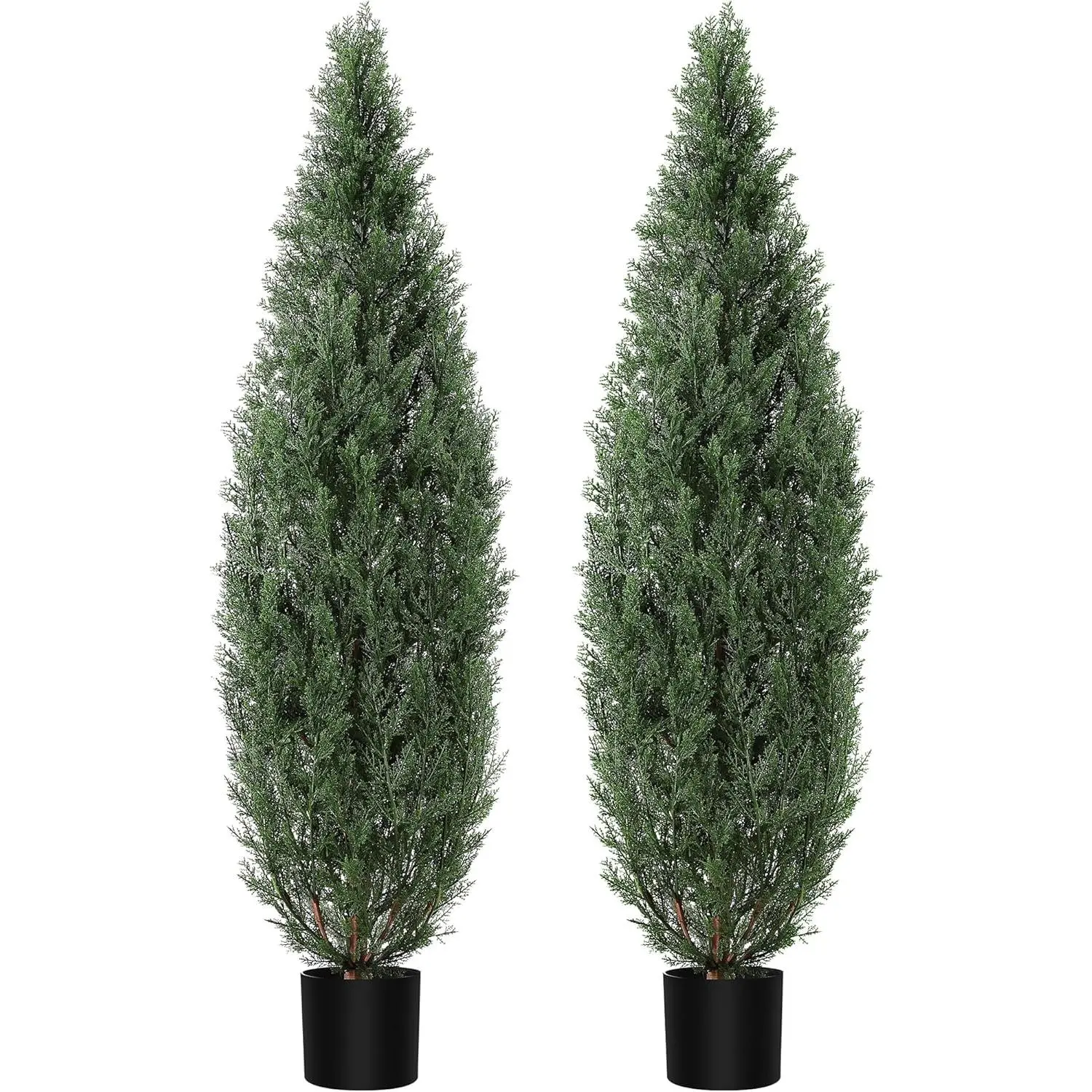 【Christmas Gift】Artificial Topiary Tree 2-Set, 5ft Artificial Cedar Topiary Trees for Outdoor & Indoor Decor, Artificial Topiary Boxwood Tree, Faux Shrub Uv Protection for Longer Life
