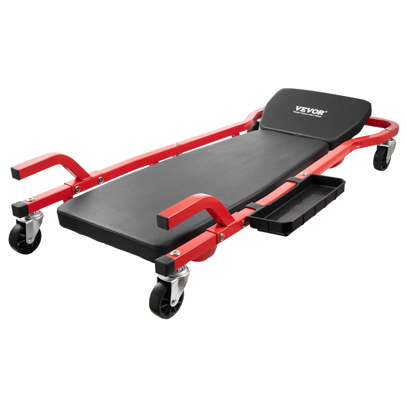 【Summerfinds】VEVOR 44-Inch Mechanic Garage Creeper300 lbs Capacity Car Repair ToolsHeavy Duty Steel Frame with 6 CastersAdjustable Cushioned Headrest & Tool Tray for Garages & DIY Repairs, Car Repair Tools, Father's Day Gifts