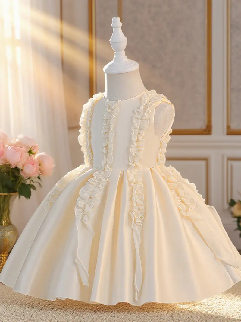 white birthday dress for baby Baby flower girl dress ivory, 1st birthday dress, ball gown flower gir –  Colibri Fashion Studio