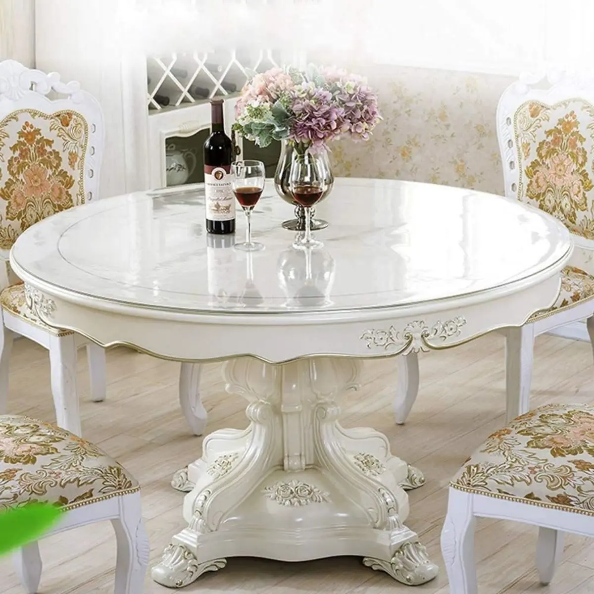 1-Piece 2.0MM Thick BPA-Free Eco-Friendly Round PVC Material Tablecloth - Heavy Duty, Waterproof, Oil-Resistant, Heat-Resistant Up to 176°F Upgraded Version for Outdoor Dining Table, Heavy Duty Table, Multi-Size Options