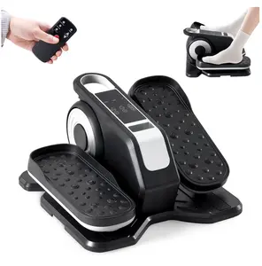 Portable Under‑Desk Elliptical Machine with Remote, 12 Adjustable Speeds, Silver/ Orange