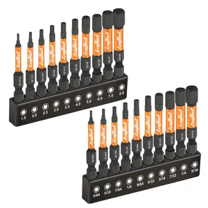 toolant Impact Hex Head Allen Wrench Bit Set, Metric & SAE, CNC Machined Tips with Magnetism