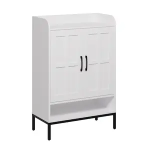 Shoe Cabinet With Doors,Modern Farmhouse 5-Tier Shoe Storage Cabinet With Adjustable Shelves,Suitable for Bedroom, Corridor and living room display cabinet, unique design, easy to assemble, add modern atmosphere to your living room or corridor