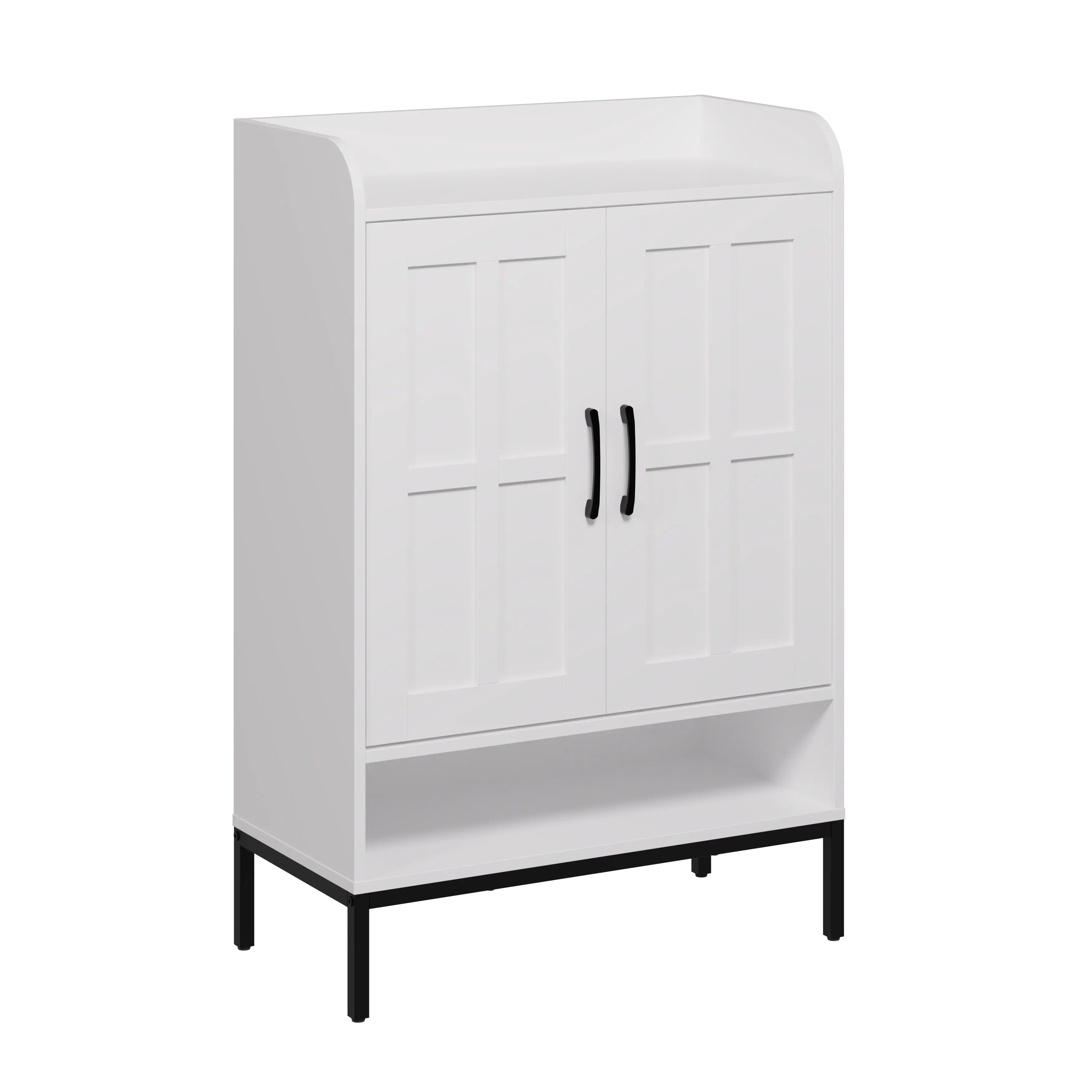 Shoe Cabinet With Doors,Modern Farmhouse 5-Tier Shoe Storage Cabinet With Adjustable Shelves,Suitable for Bedroom, Corridor and living room display cabinet, unique design, easy to assemble, add modern atmosphere to your living room or corridor