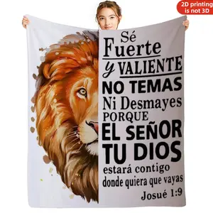Lion Motivational Spanish Style Blanket for Son  Flannel Blanket SoftPrinted Pattern All-Season Suitable for Bedroom Living Room Sofa Camping Multi-Scene Use Perfect Gift for Son's Back to School Graduation Birthday Gifts