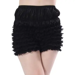 Malco Modes High Waist Ruffled Pettipants - Dance Underwear | Black Medium Lolita Bloomers for Women, Fabric Lace Womenswear Comfortable Panties Short Lady Basic