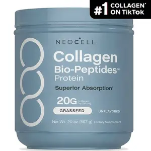 NeoCell Grass-Fed Collagen Powder, Bio-Peptides Formula, 20 oz Protein Supplement with 18 Amino Acids for Men and Women