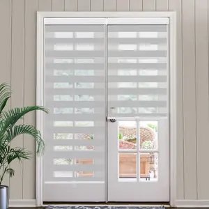 SEEYE Cordless Zebra Blinds for Window 18 - 72" W x 90" H, French Door Blinds Free-Stop Roller Window Shades with Valance, Light Filtering Window Treatment Sheer Blinds & Shades Easy to Install, Gray