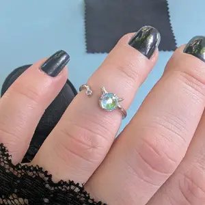 Little Devil Aurora Borealis Open Ring NOX AETERNA Silver Stainless Steel