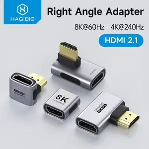 Hagibis HDMI to HDMI Adapter Right Angle 90 Degree Male to Female HDMI 2.1 Coupler Cable Extender Connector Conventer L-Shaped